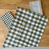 3 olive green cotton tea towels made in France