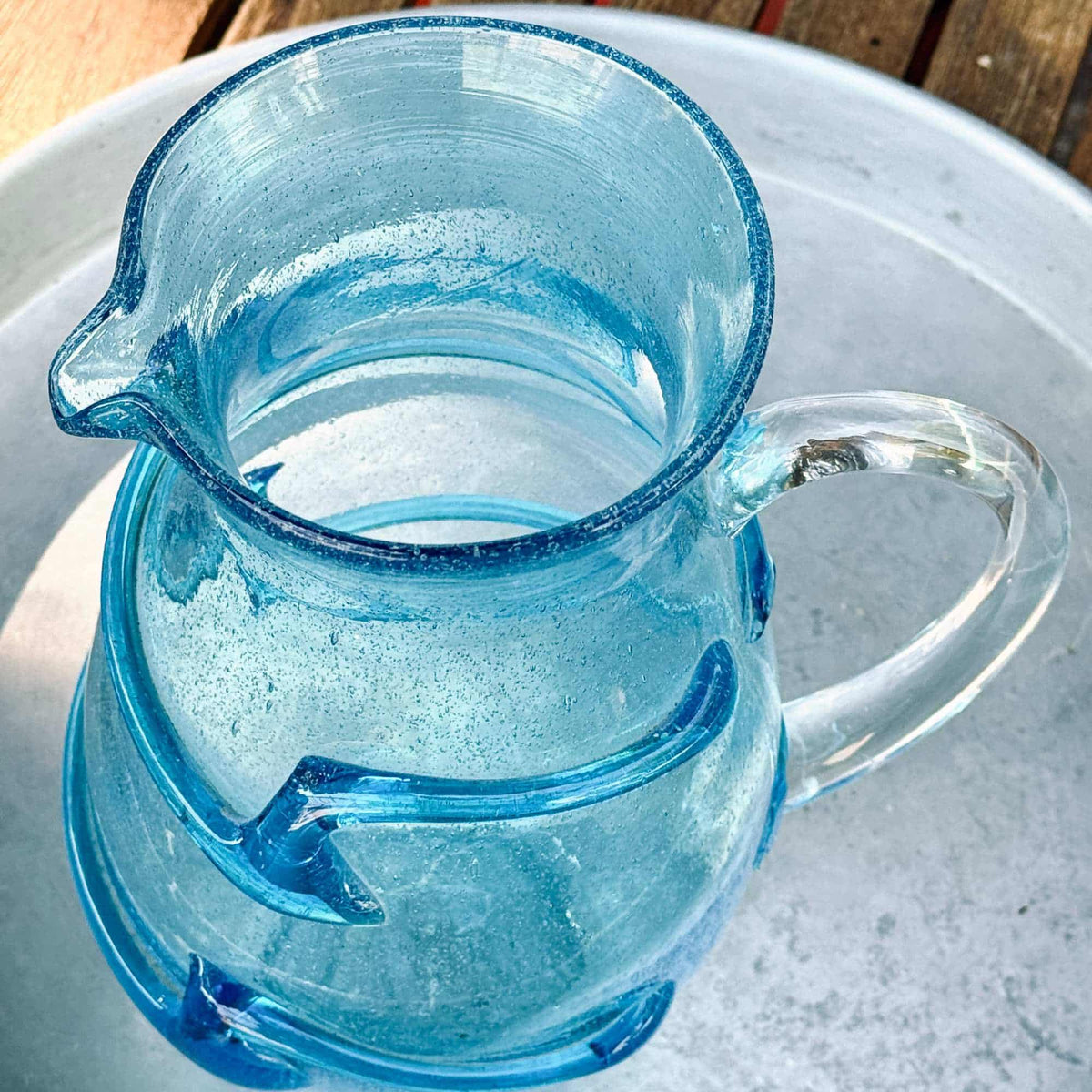 Vintage Biot Blue Bubble Glass Jug