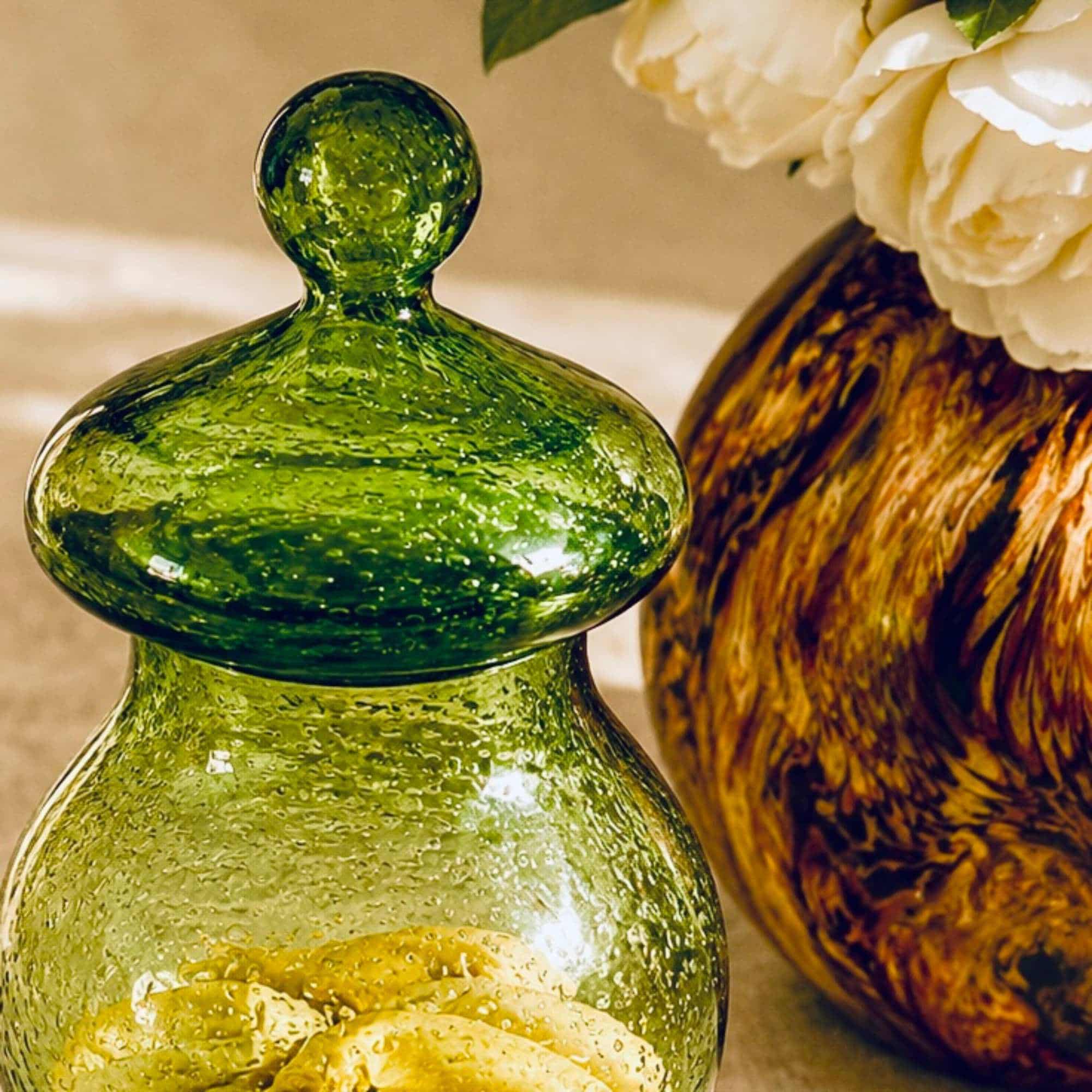 Green Glass Bonbonniere from Biot