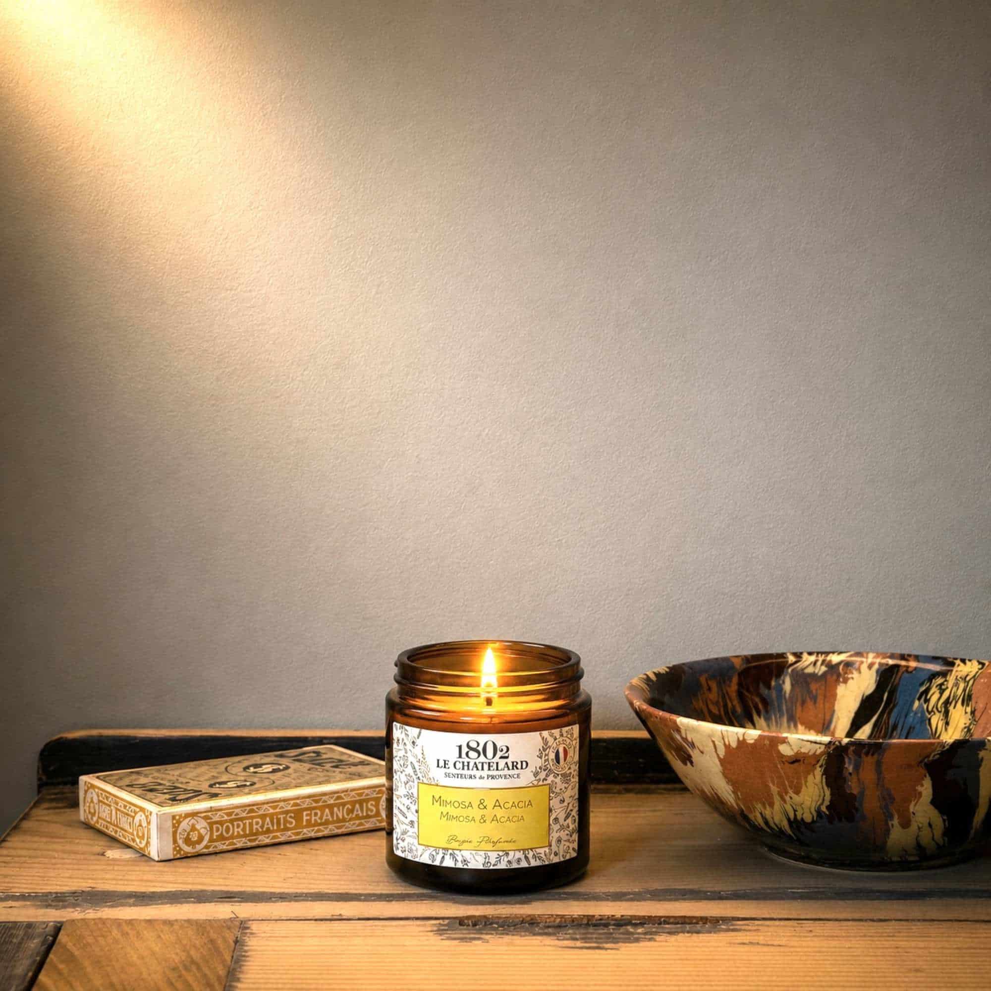Mimosa and acacia scented candle from Provence