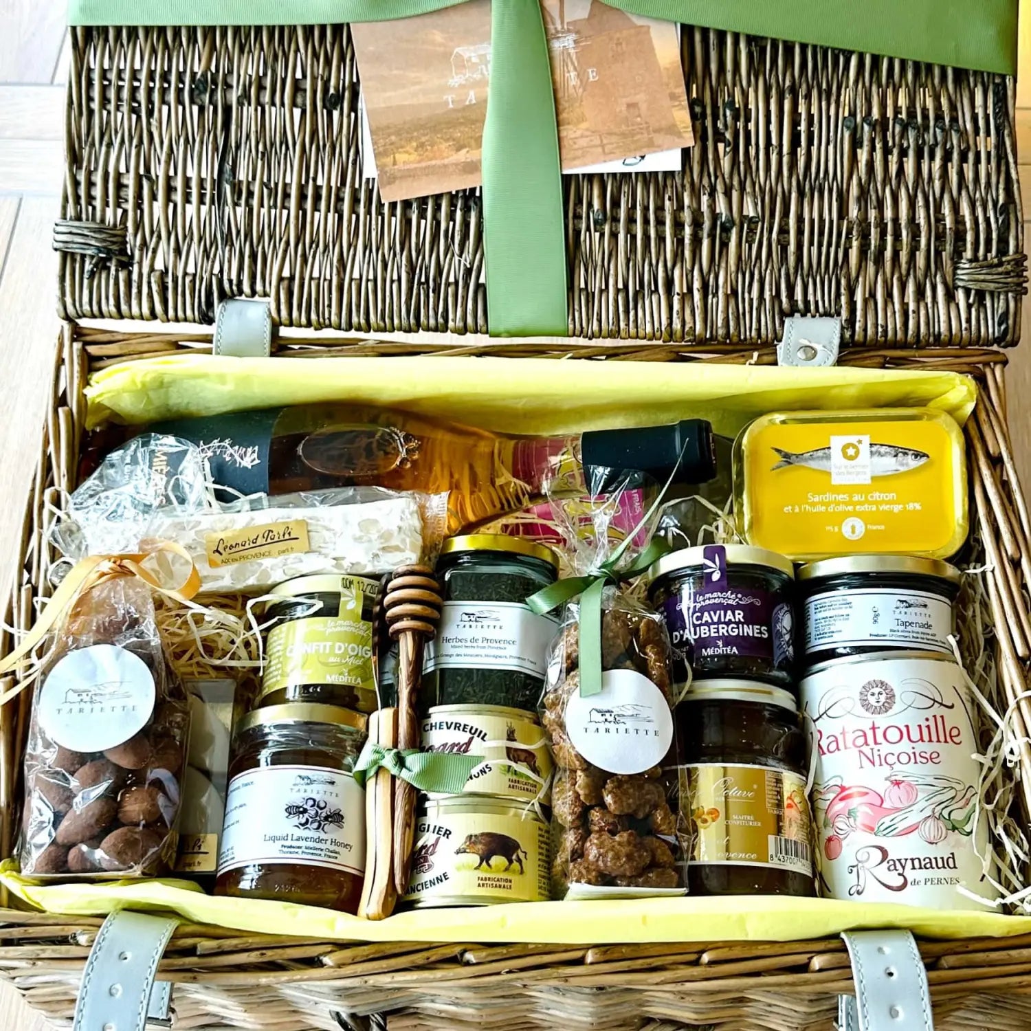 Handmade hamper with French food from Provence