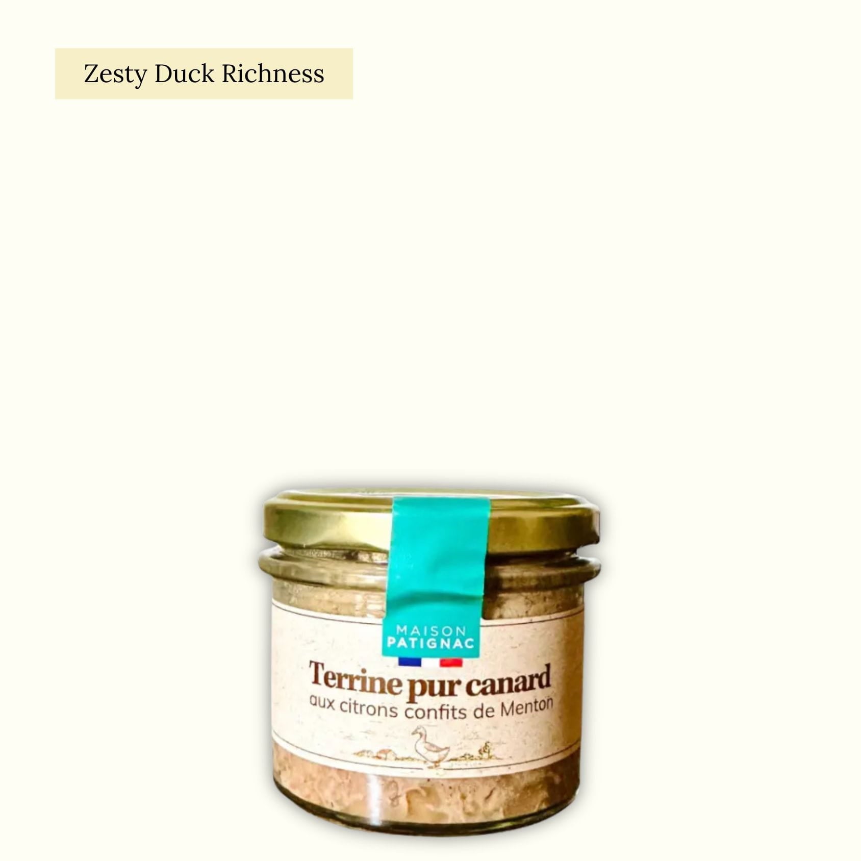 Hearty duck terrine made by a family-run cannery near Toulouse, following a traditional recipe and complemented by zingy candied melons from Menton (IGP).