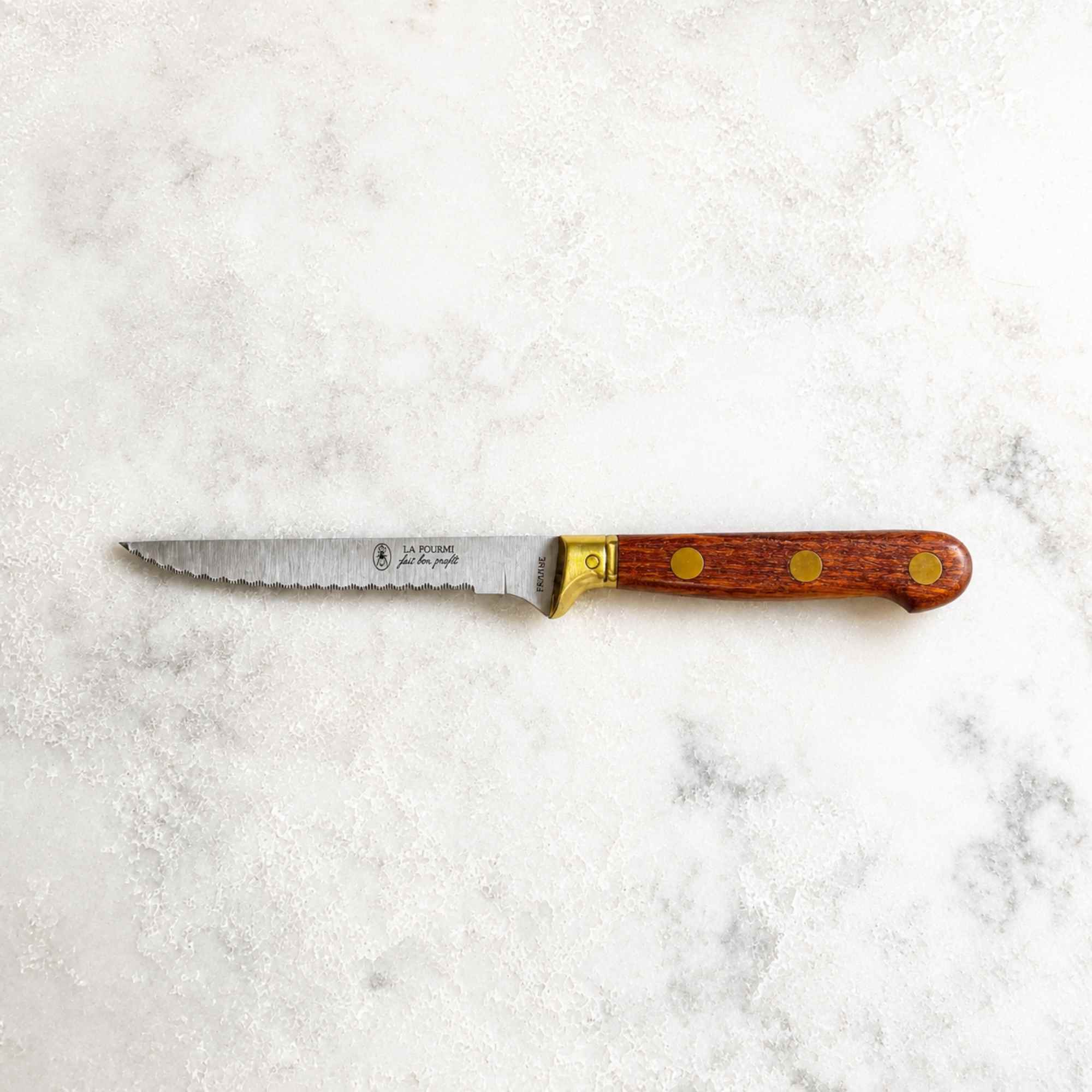 French utility knife with rosewood handle and serrated blade