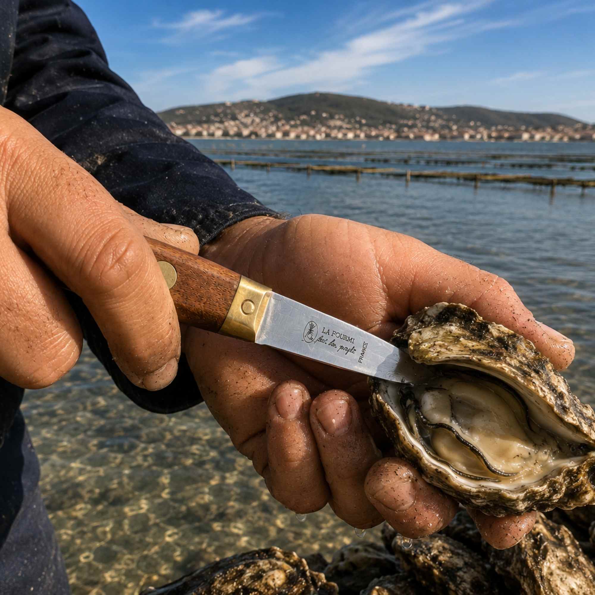 Oyster knife made in france in action