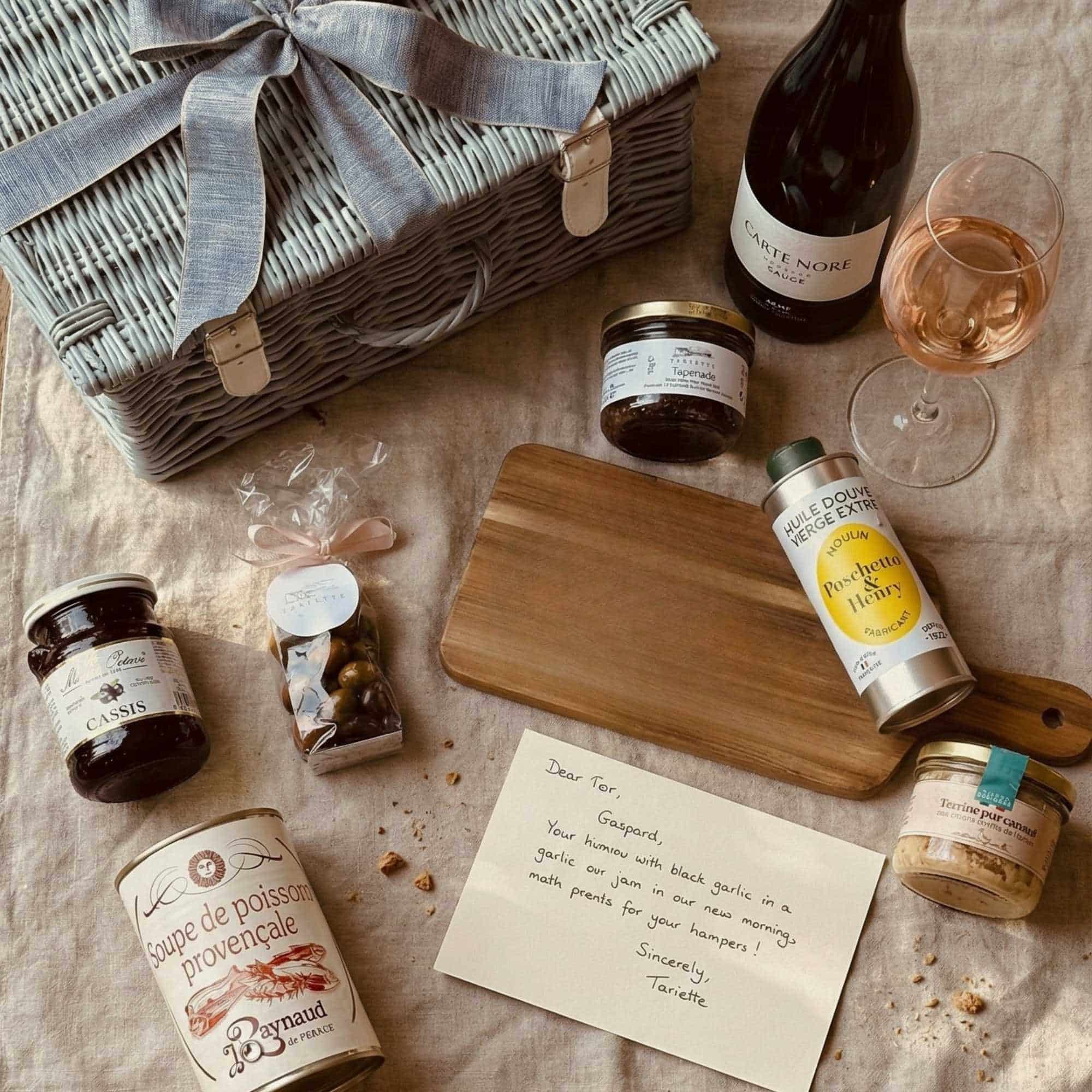 Selection of French food and wine from Provence with Hamper Gaspard