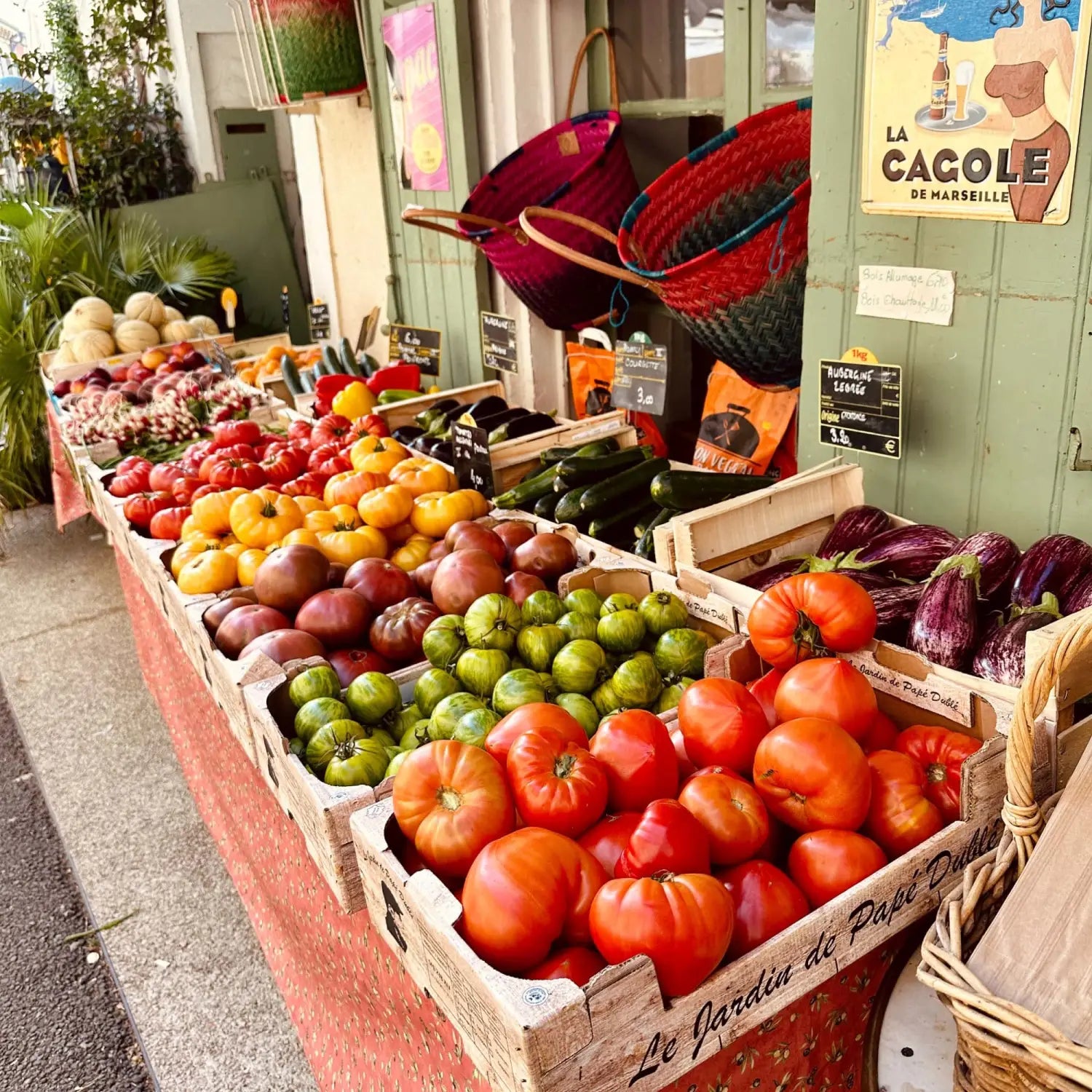 Beautiful tomatoes at the Epicerie in Goult
