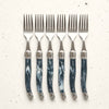 6 Real Laguiole forks made in France, black marble colour