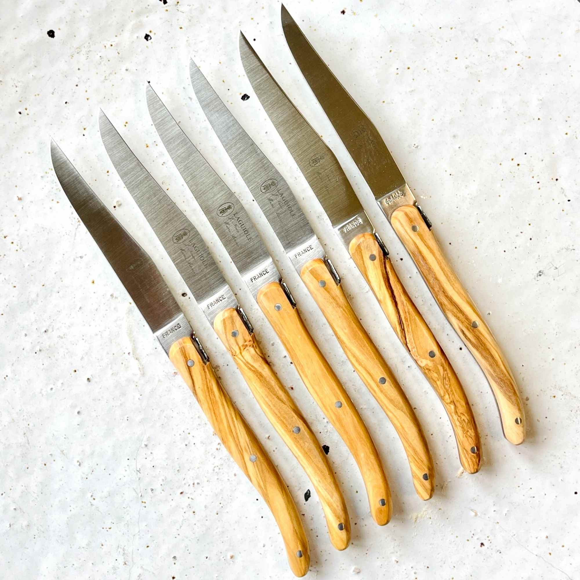 Luxury Laguiole knife set, 6 pieces made in France, Authentic Laguiole cutlery