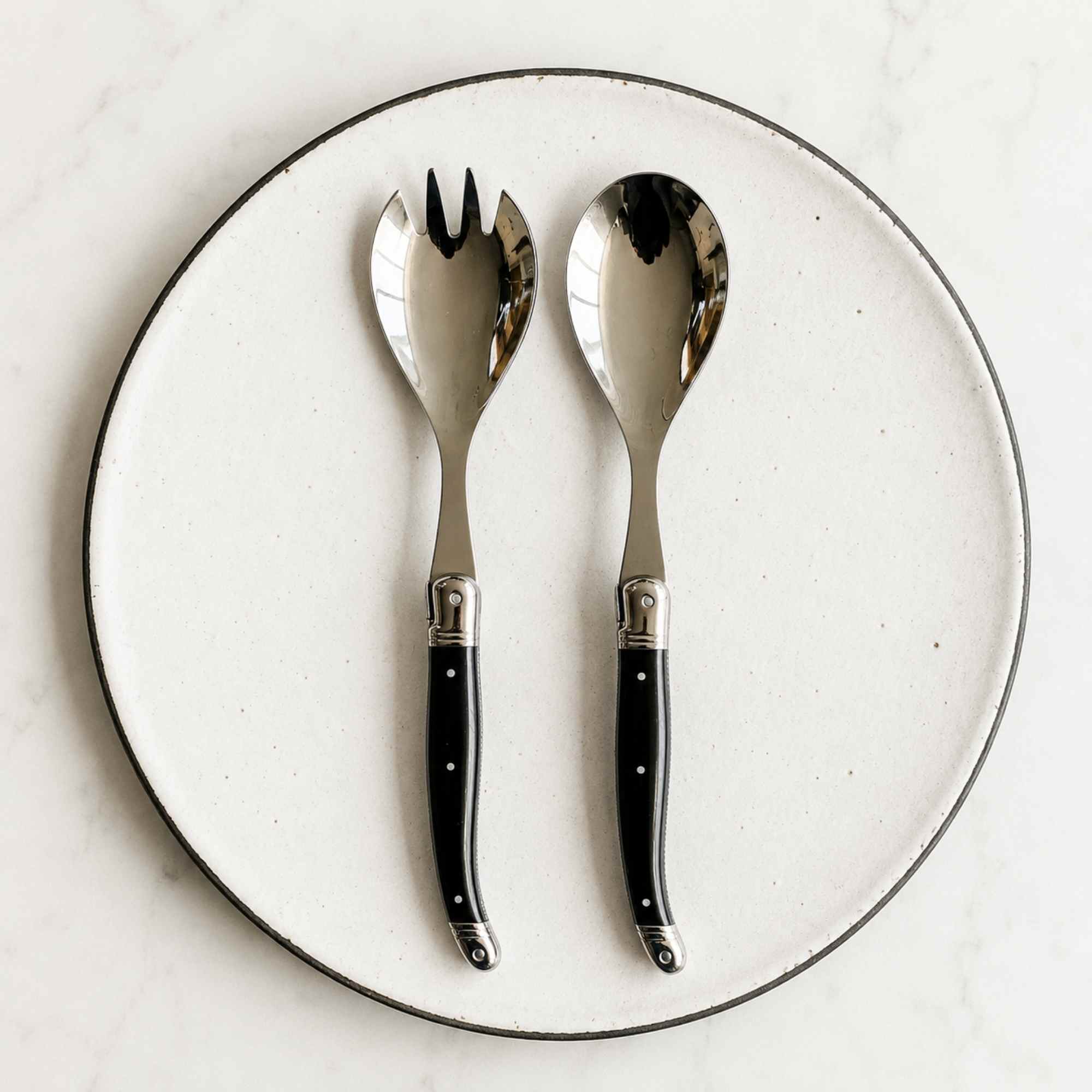 Laguiole salad servers with plastic handle, made in France