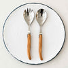 Laguiole salad servers made in France, with olive wood handle