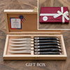 Set of 6 Laguiole knives in black marble colour in a gift box