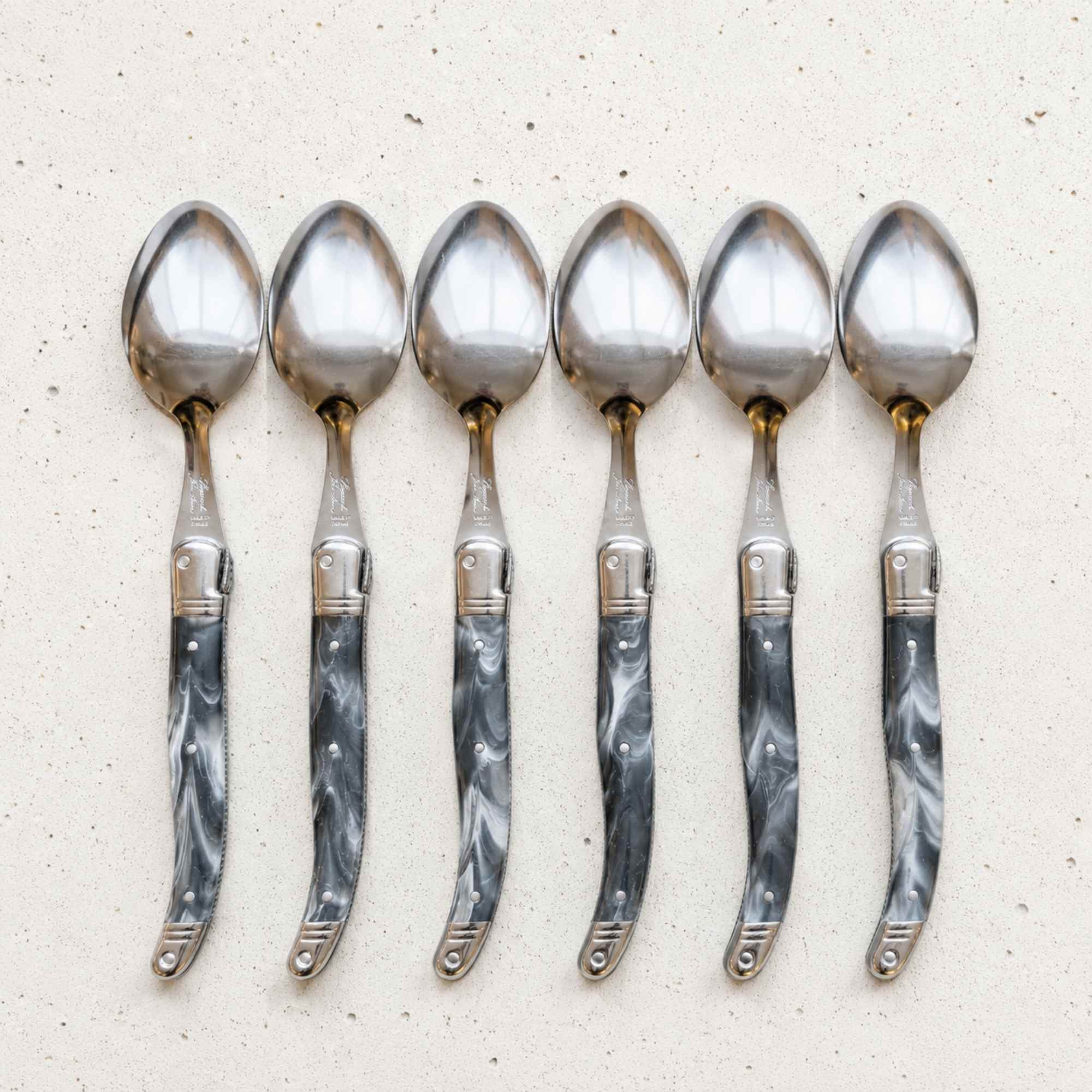 Laguiole table spoons made in France black marble colour