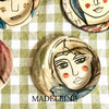 Madeleine, hand-painted plate with a lady's face by E.V.