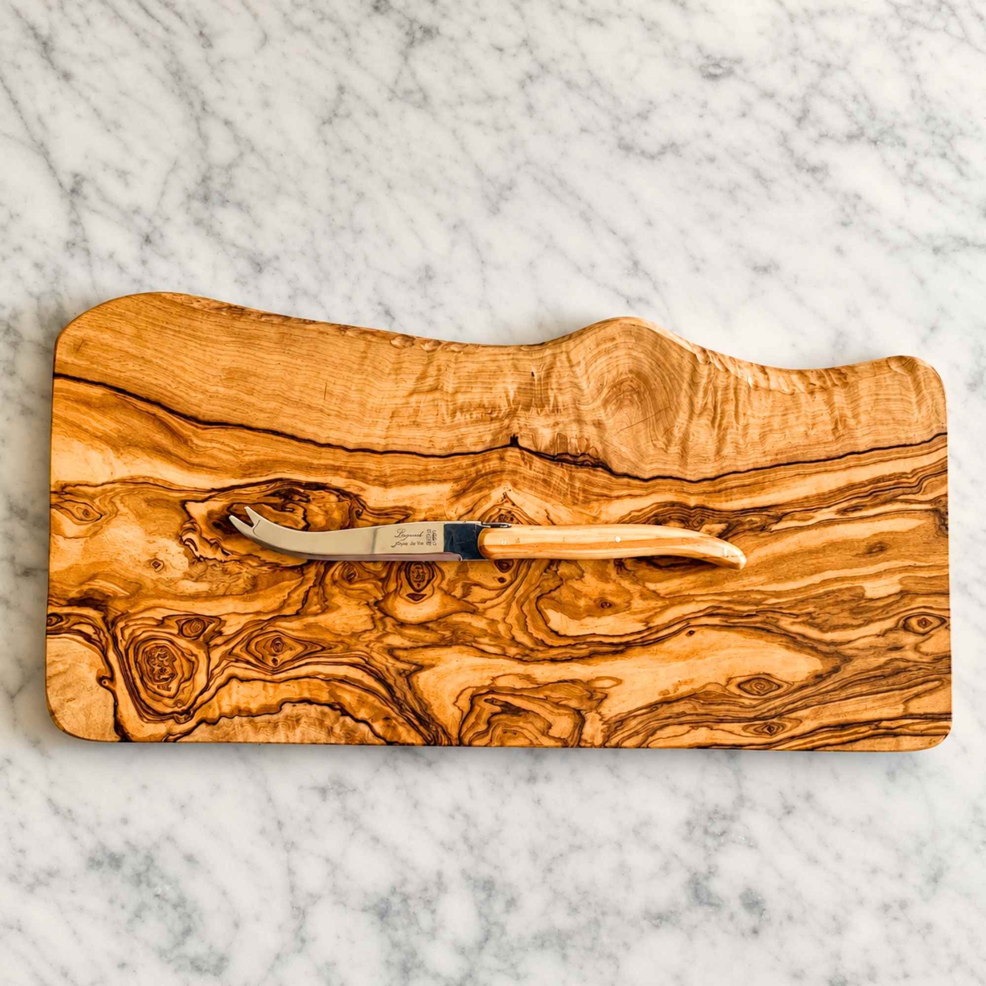 Large olive wood cheese board from France