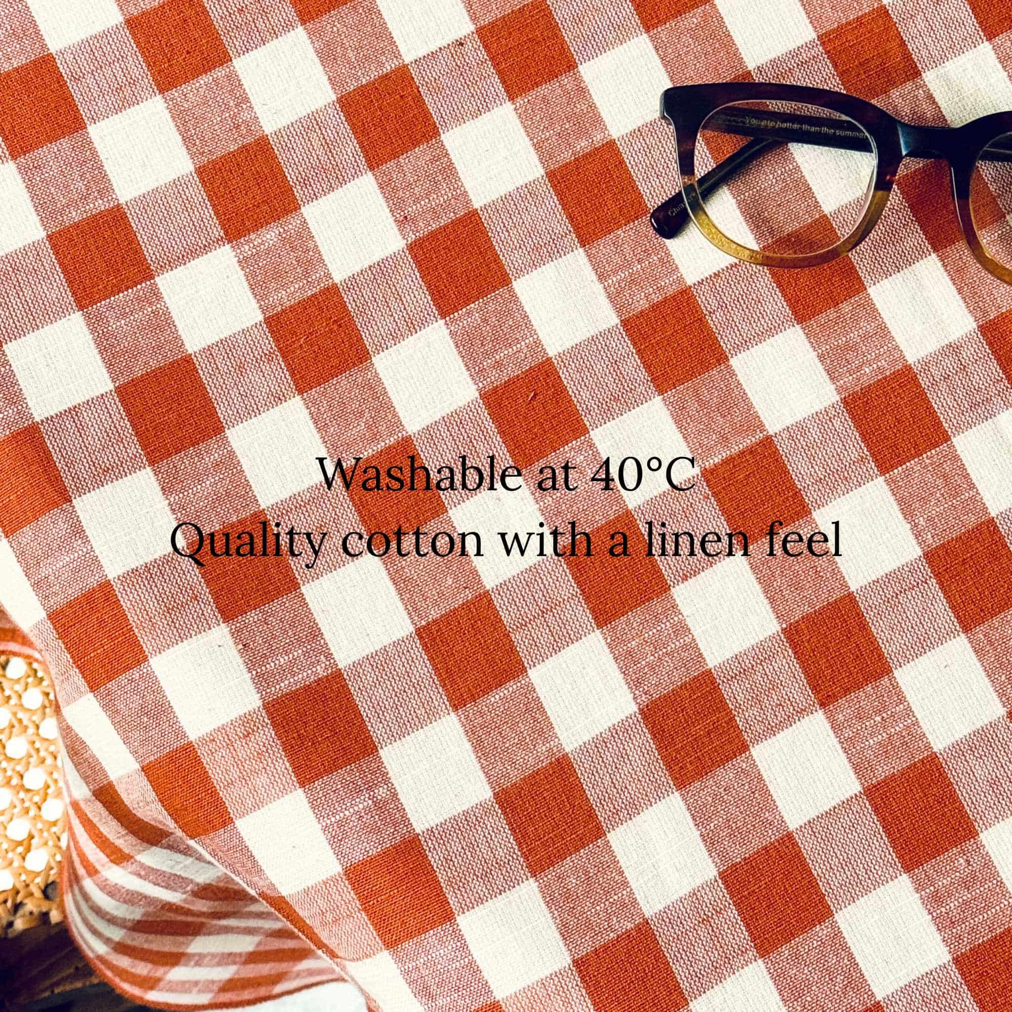 Close view of cotton tablecloth