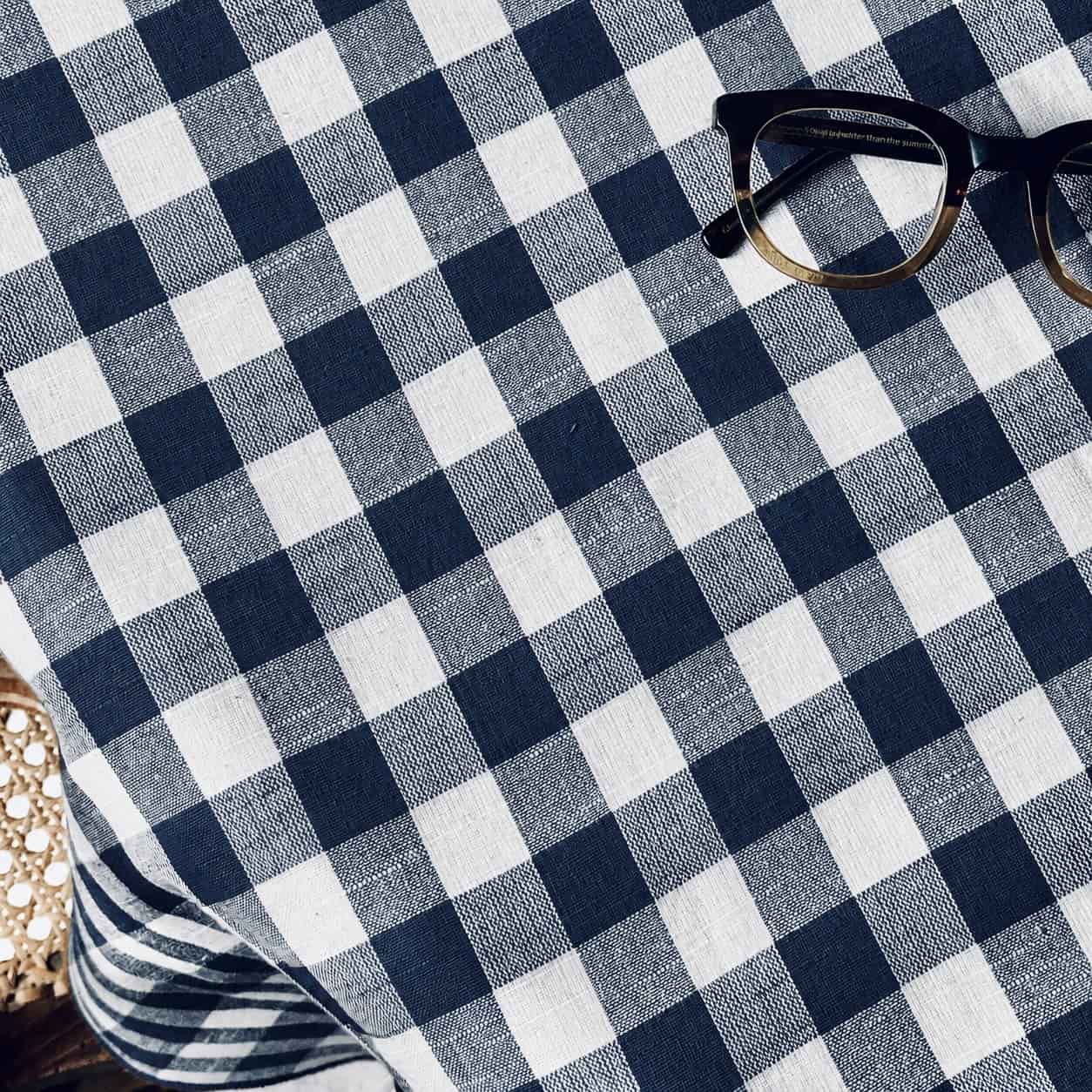 Marine vichy tablecloth cotton
