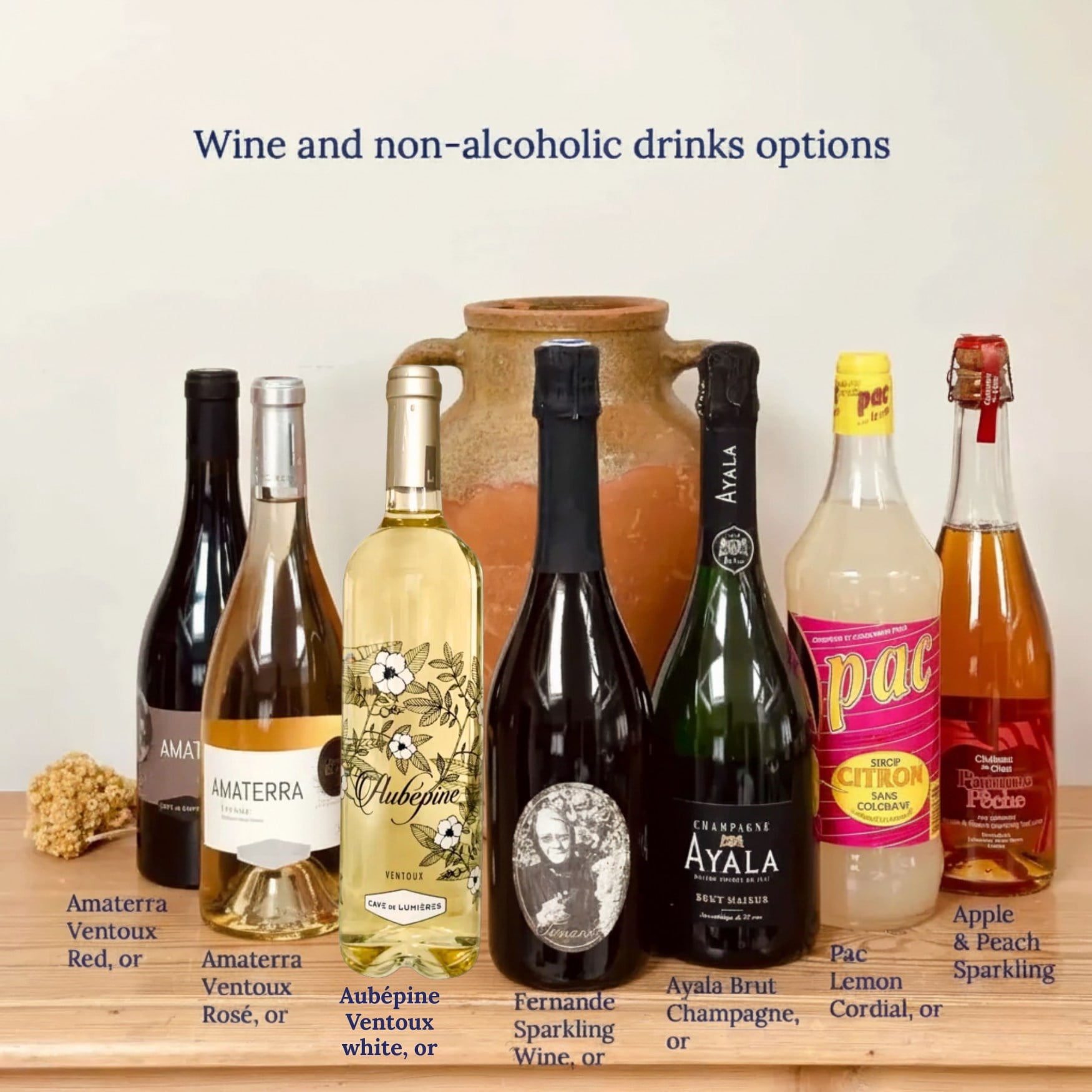 wines and drinks options in the Calanques box