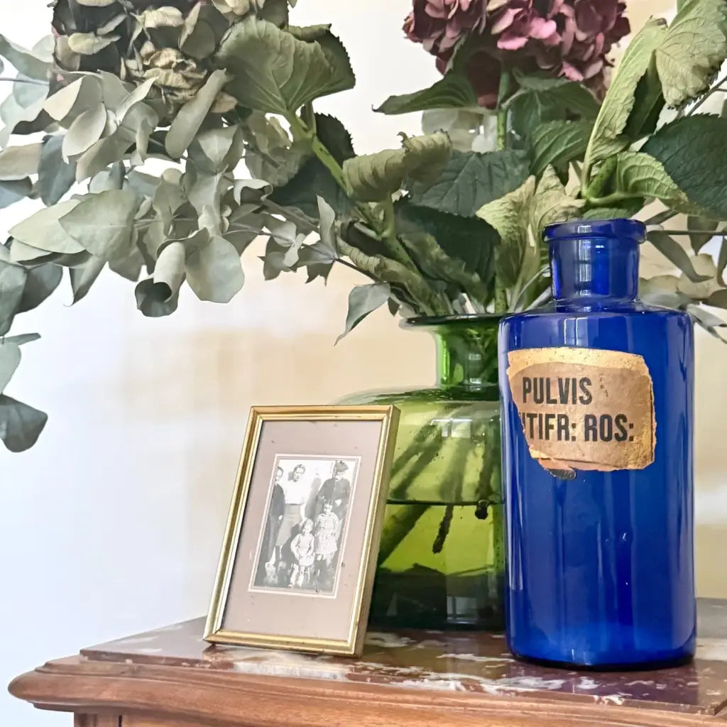 Antique French Pharmacy Jar - Cobalt Blue