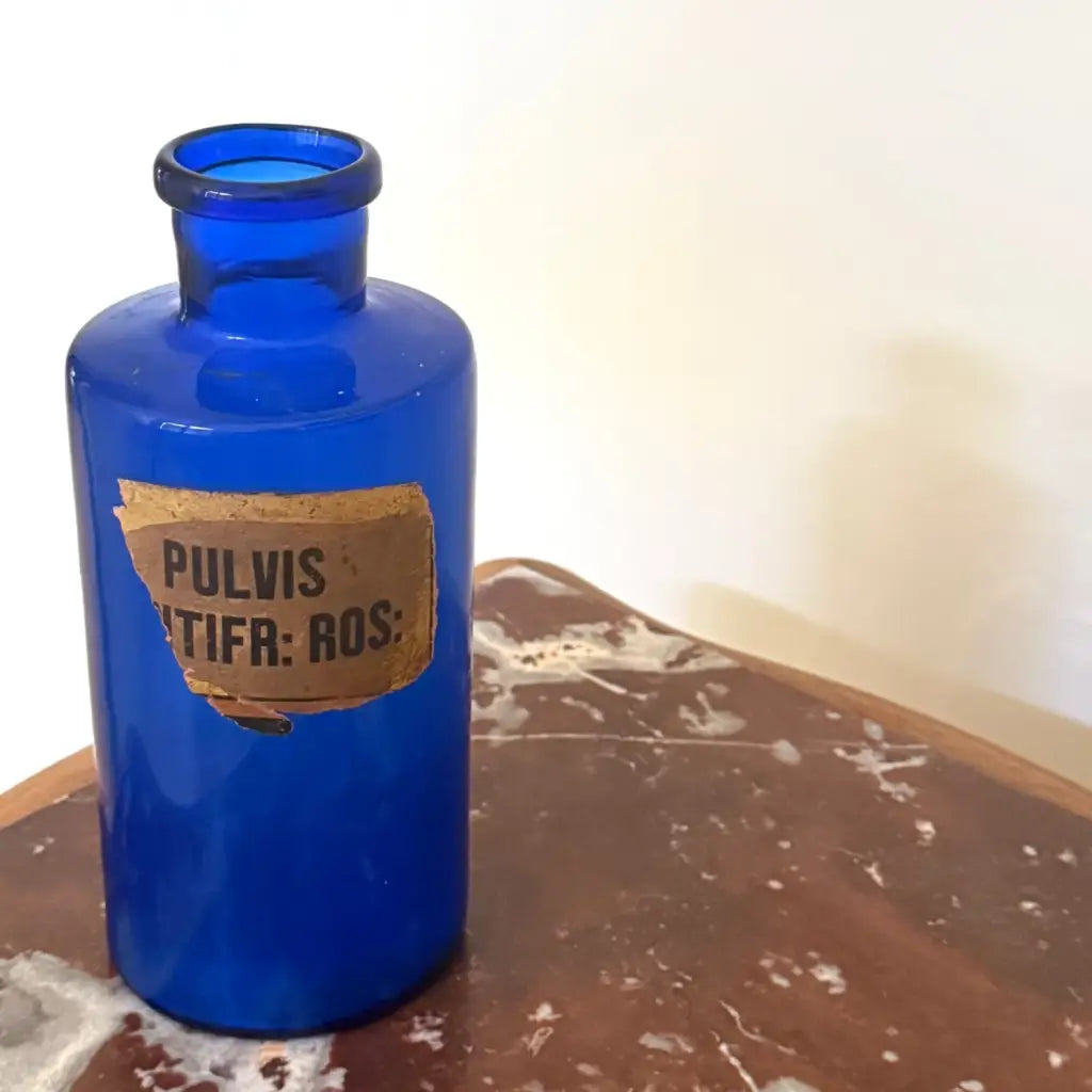 Antique French Pharmacy Jar - Cobalt Blue - antique