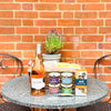 Savoury spreads, wine and sourdough crackers from the apero hamper