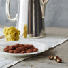 Plate with chocolate dusted almonds from France