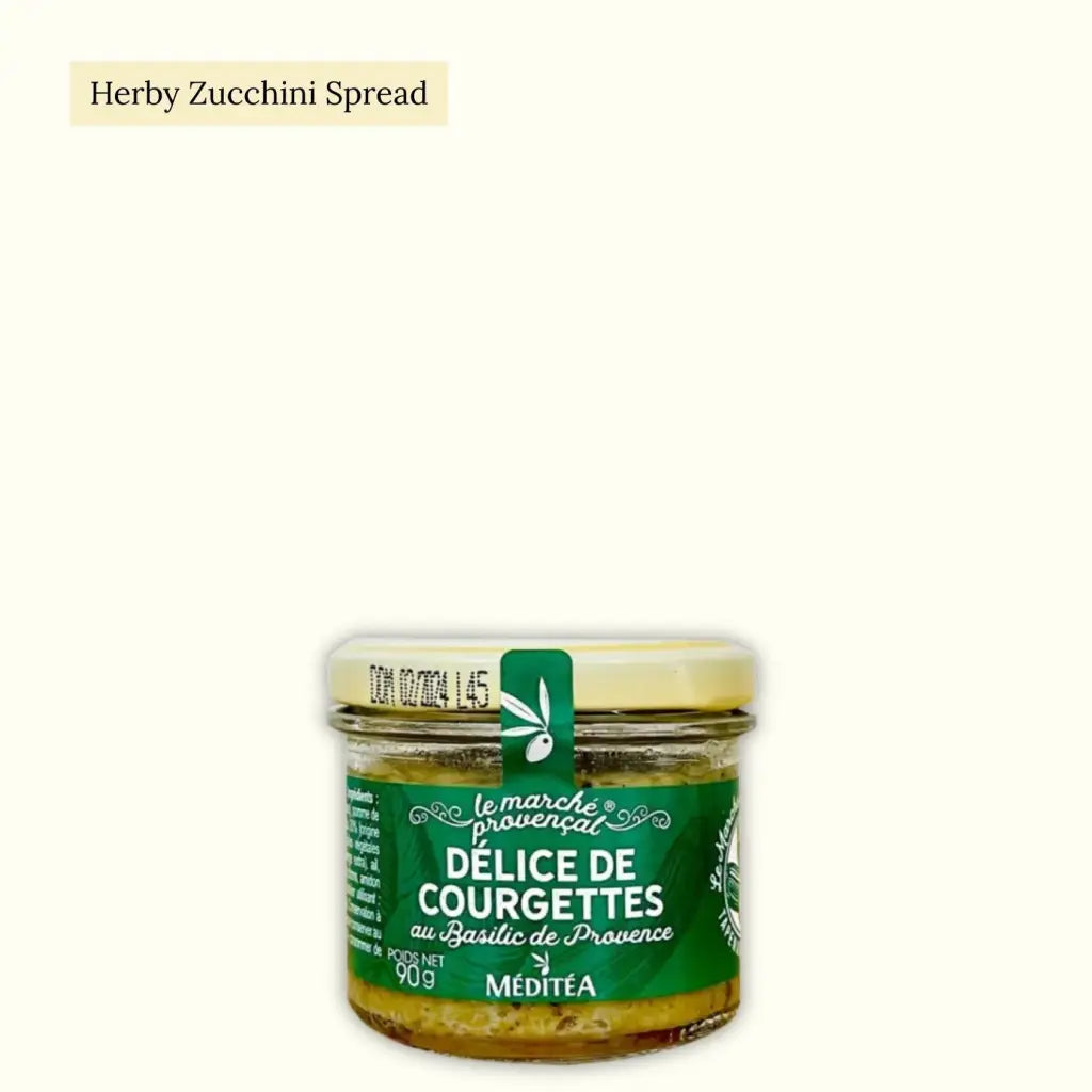 Fresh courgette spread mixed with goat's cheese and seasoned with olive oil, lemon juice and Provençal herbs.