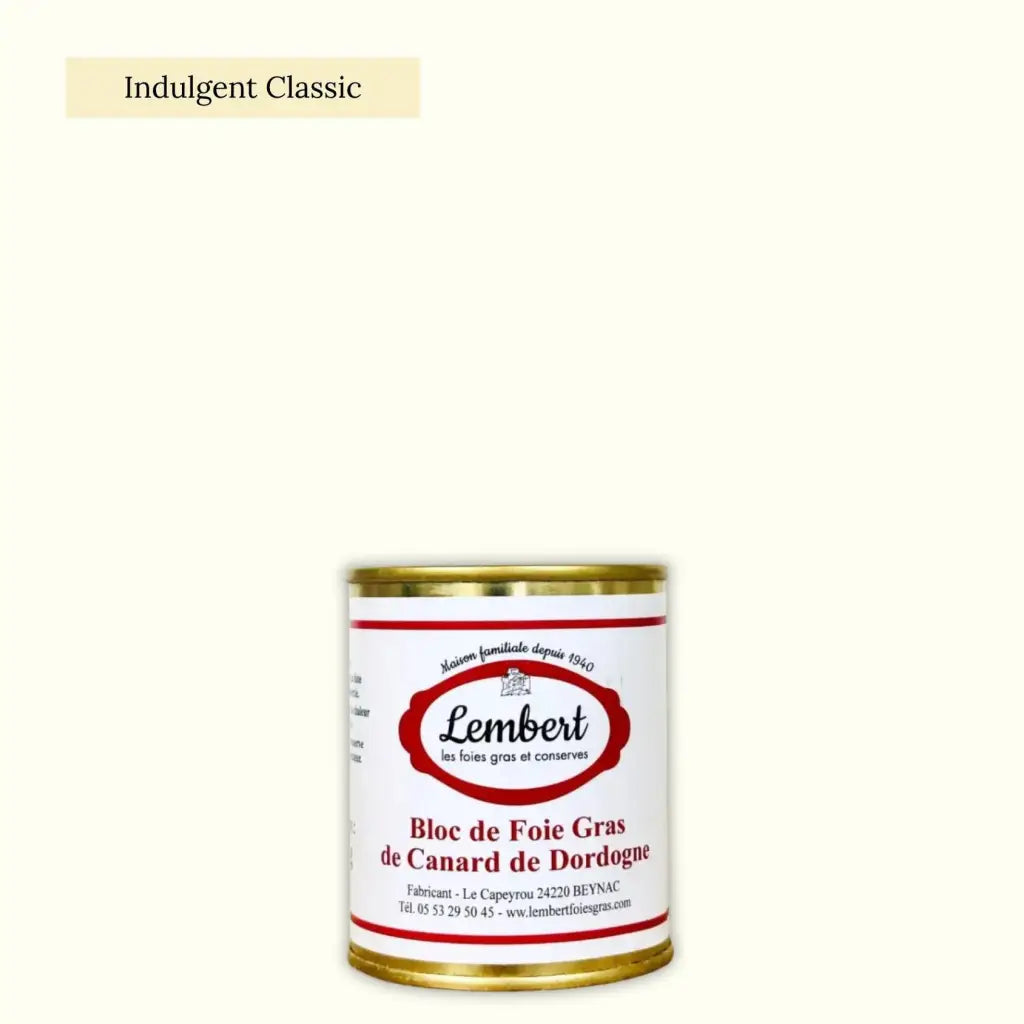Duck foie gras bloc in a tin, sterilised and sourced from the Dordogne.