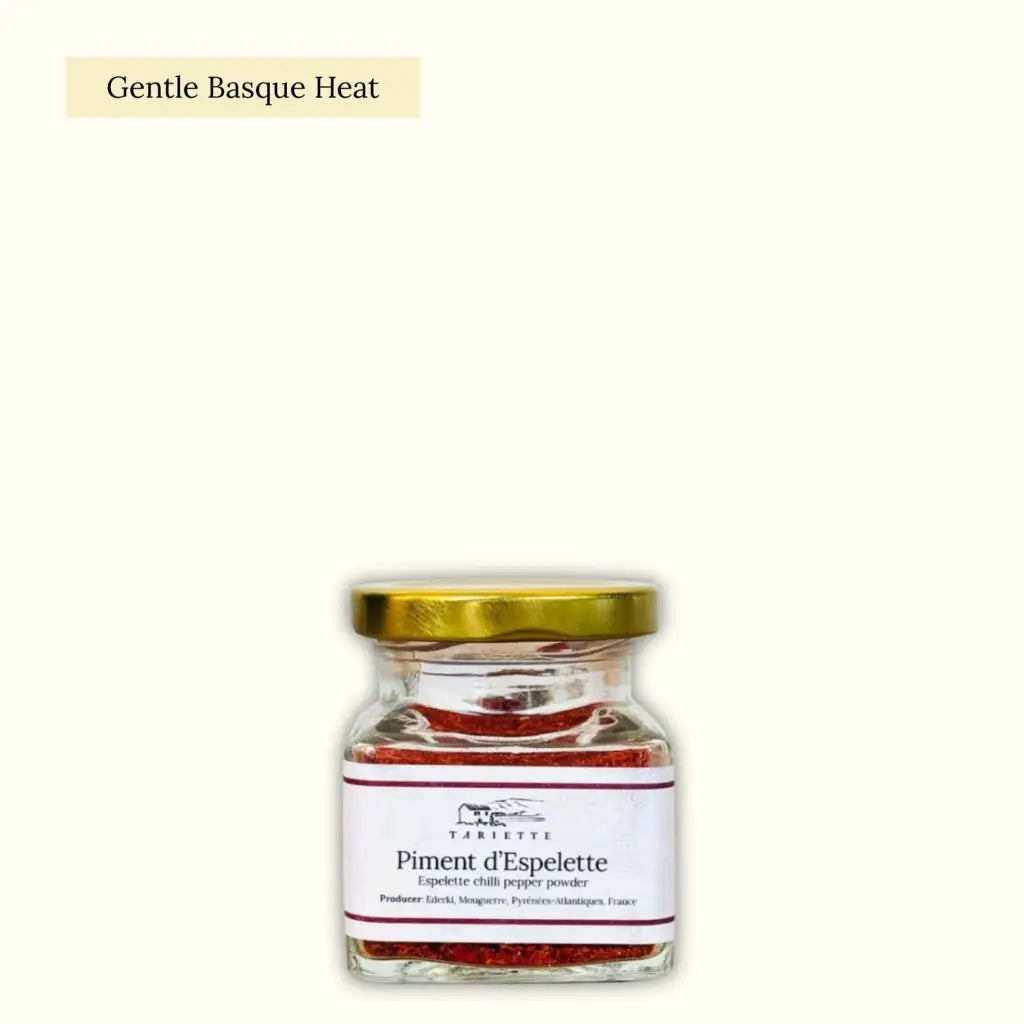 AOP Espelette pepper from the Basque Country, renowned for its mild heat and rich, fruity aroma.