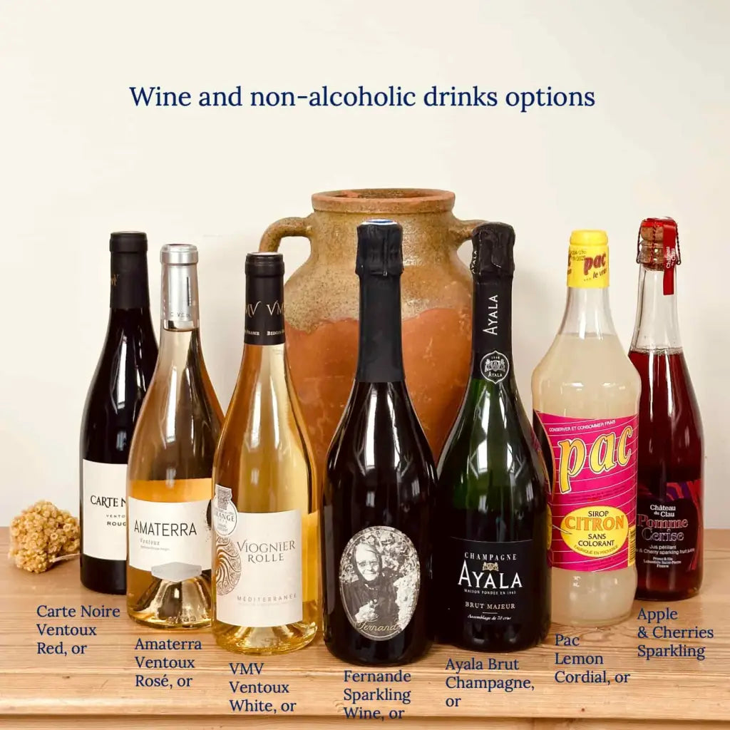 wines and drinks options in the Fromage box