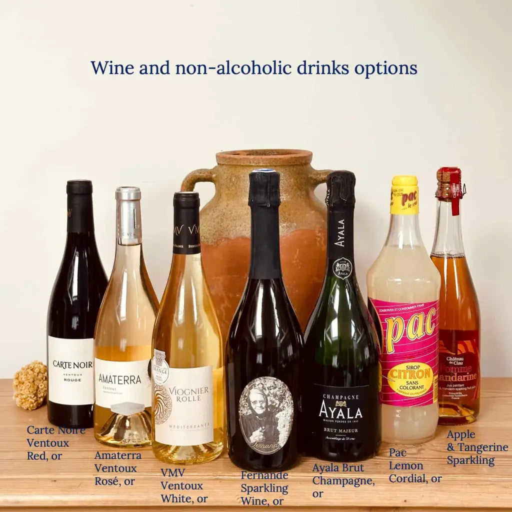 wines and drinks options in Hamper Fernand