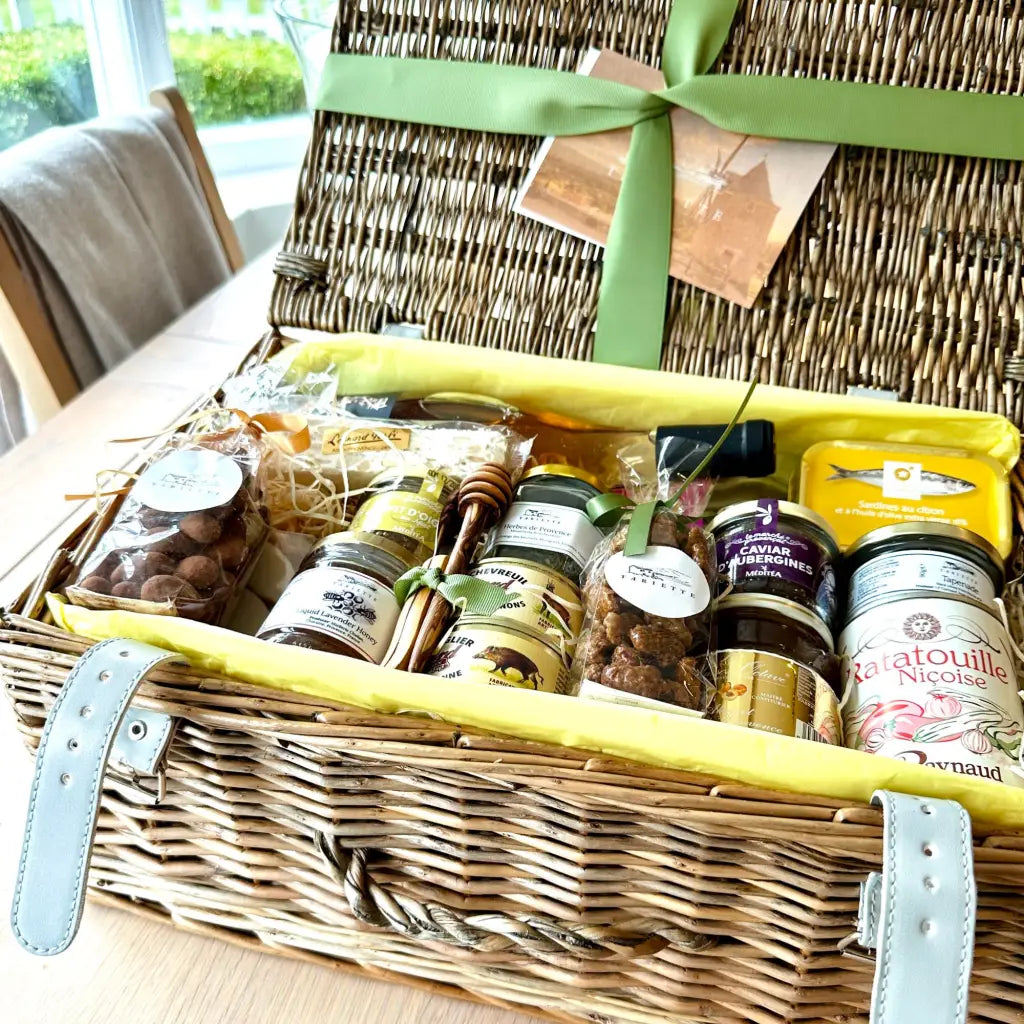 A view inside Hamper Paulette. It's filled with artisan food and wine from Provence