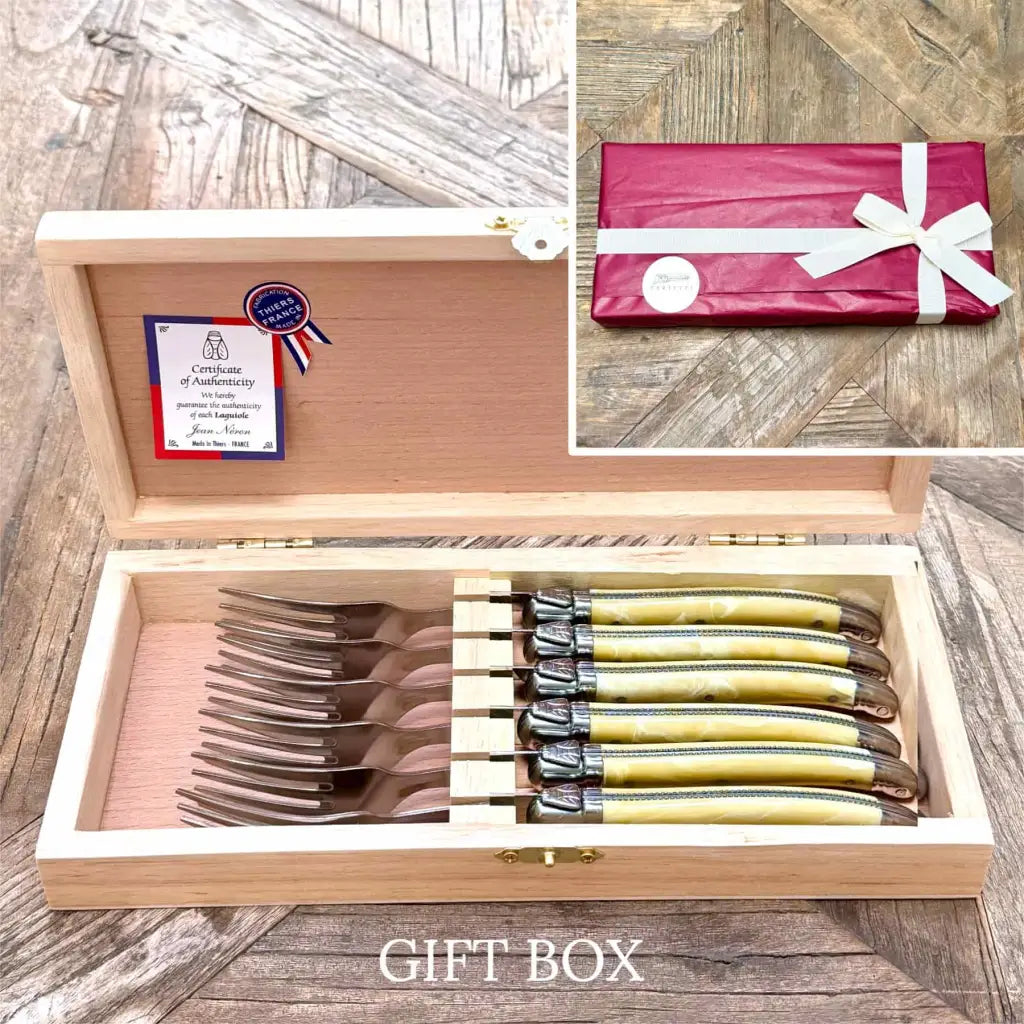 Laguiole gift box for white horn ABS forks
