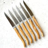 Laguiole knives set of 6 with olive wood handle