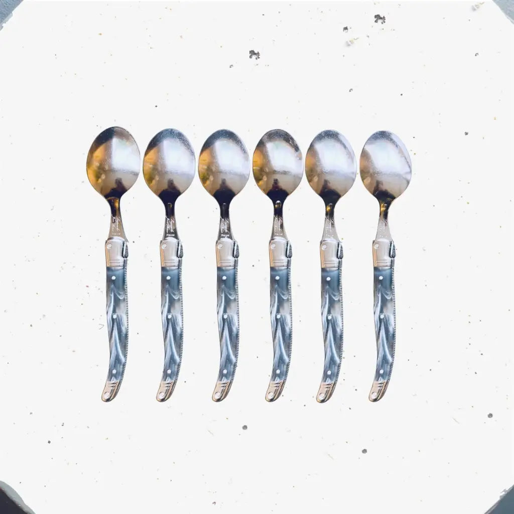 Laguiole tea spoons with black marble handle