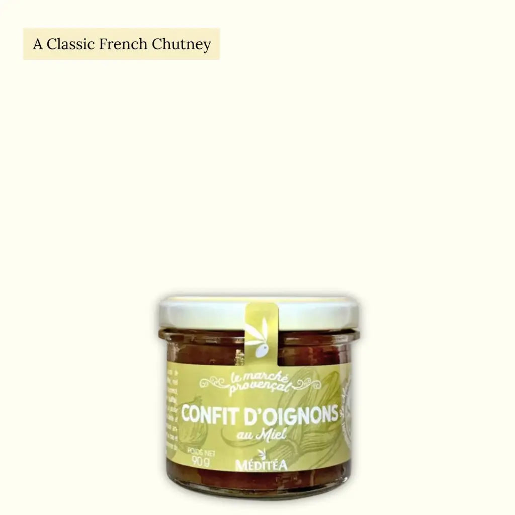 Confit d'oignon is a traditional French chutney made of caramelised onions and honey.
