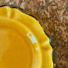 6 antique dessert plates from Provence with a rich Provençal yellow-gold glaze, each plate features an off-black hand-painted border.