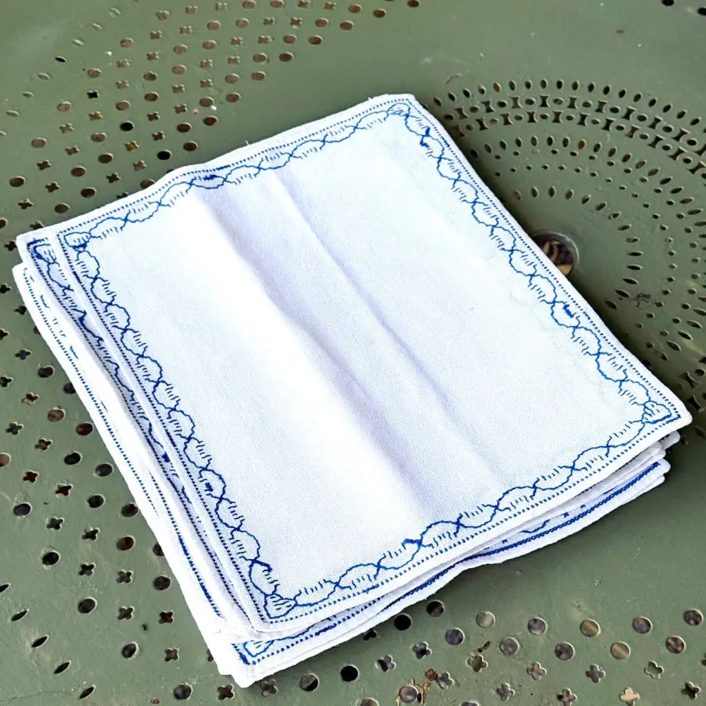 These petite placemats are in excellent condition and may never have been used. Two sets of 6 are available, perfect if you’d like a complete set of 12 for larger gatherings.