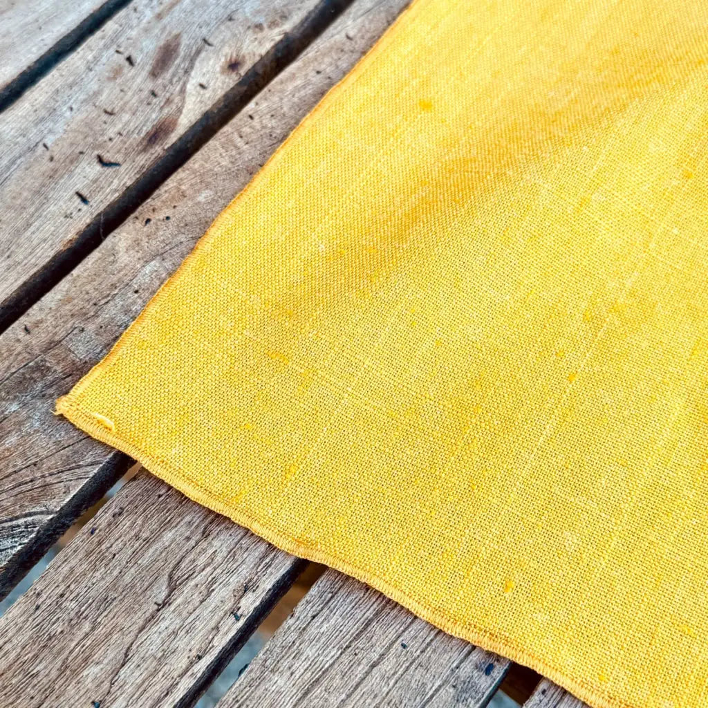 These napkins were discovered in August 2025 at a brocante in Céreste. Perfect for summer tables, rustic dinners, or to bring a warm pop of colour indoors, they carry the charm of vintage linen while now radiating the sunny hues of Provence.