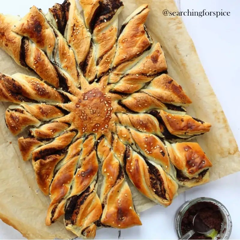 Tapenade twists made with puff pastry