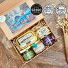 A hearty gift for the savoury palate. This selection brings together green olive tapenade, aubergine spread, venison and mushroom pâté, duck terrine and a tin of tender sardines marinated in extra virgin olive oil. Everything is beautifully presented in a gift box, wrapped with ribbon and bow. A small yet generous gesture, perfect for just over £40. For something sweet instead, have a look at our Provençal Gourmand Box.