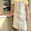 wearing French apron with stripes