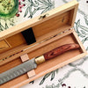 Vintage Laguiole carving knife. The blade is finished with a series of Granton edge scallops, designed to reduce friction, prevent food from sticking, and ensure smooth, precise carving.
